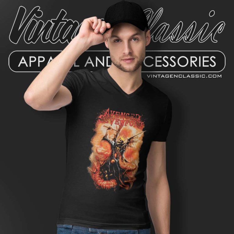 Avenged Sevenfold Skull Bat V Neck TShirt Avenged Sevenfold Skull Bat V Neck TShirt