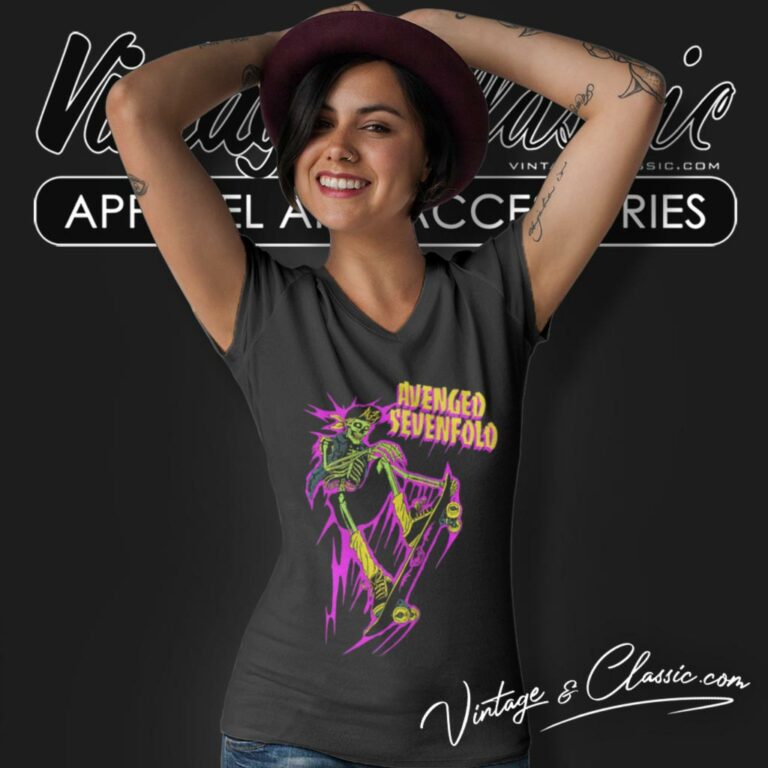Avenged Sevenfold Skully Skater V Neck TShirt Avenged Sevenfold Skully Skater V Neck TShirt