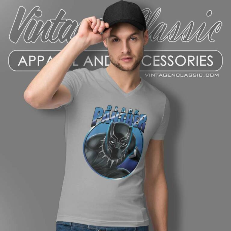 Avengers Black Panther Circle Portrait V Neck TShirt Avengers Black Panther Circle Portrait V Neck TShirt