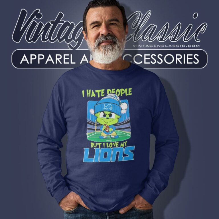 Baby Grinch I Hate People But I Love My Detroit Lions Christmas Long Sleeve Tee Baby Grinch I Hate People But I Love My Detroit Lions Christmas Long Sleeve Tee
