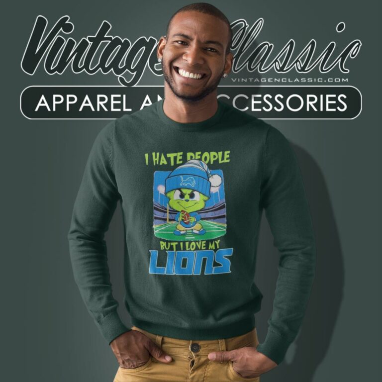 Baby Grinch I Hate People But I Love My Detroit Lions Christmas Sweatshirt Baby Grinch I Hate People But I Love My Detroit Lions Christmas Sweatshirt