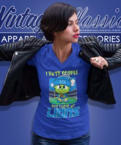 Baby Grinch I Hate People But I Love My Detroit Lions Christmas V Neck TShirt