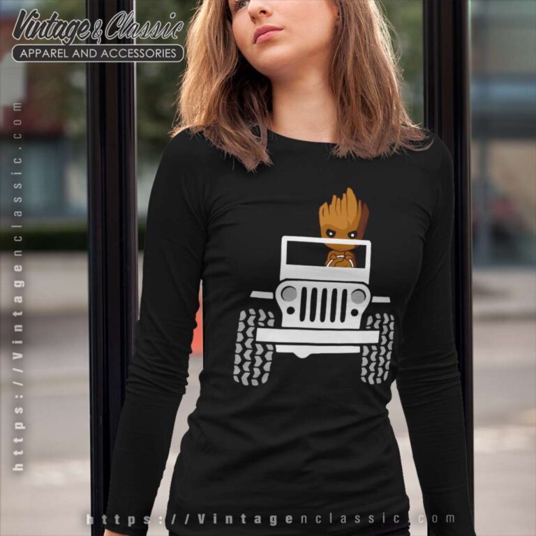 Baby Groot Drive A Jeep Long Sleeve Tee Baby Groot Drive A Jeep Long Sleeve Tee