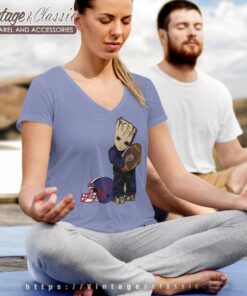 Baby Groot Hug New York Giants Football Nfl V Neck TShirt