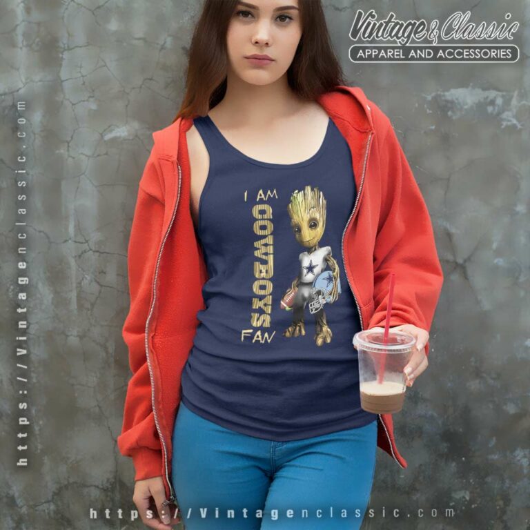 Baby Groot I Am Dallas Cowboys Fan Tank Top Racerback Baby Groot I Am Dallas Cowboys Fan Tank Top Racerback