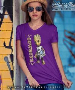 Baby Groot I Am Dallas Cowboys Fan V Neck TShirt