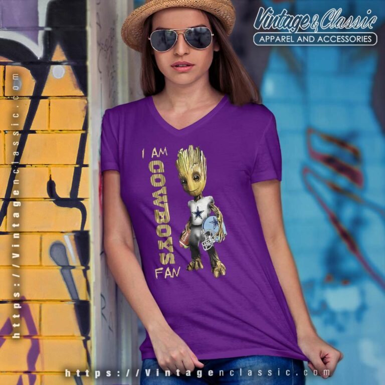 Baby Groot I Am Dallas Cowboys Fan V Neck TShirt Baby Groot I Am Dallas Cowboys Fan V Neck TShirt