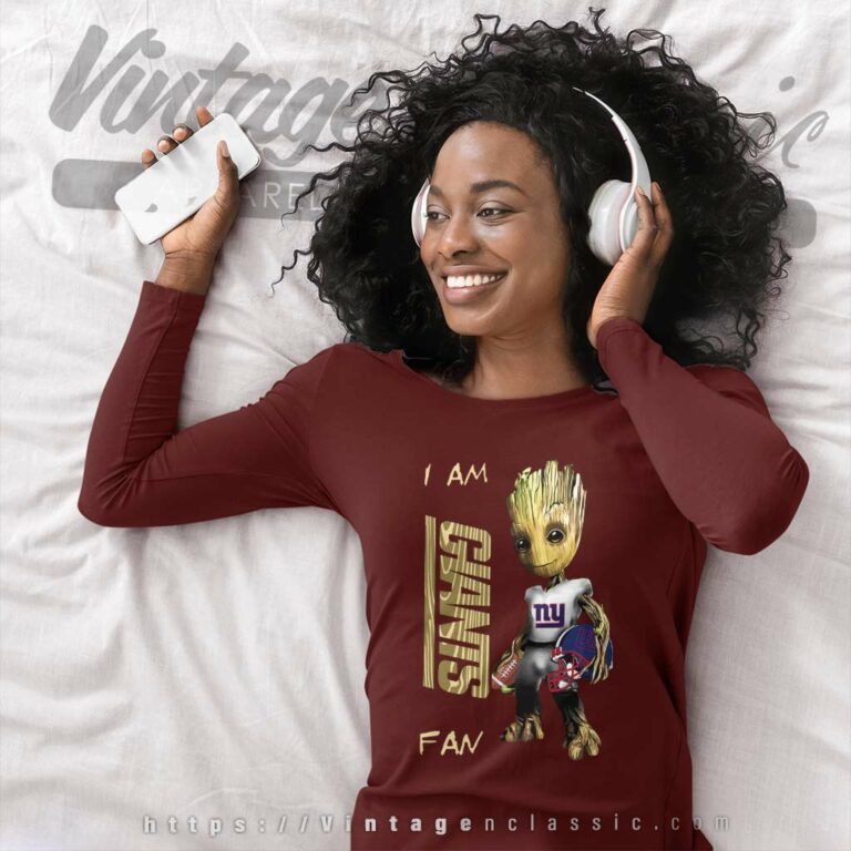 Baby Groot I Am New York Giants Long Sleeve Tee Baby Groot I Am New York Giants Long Sleeve Tee