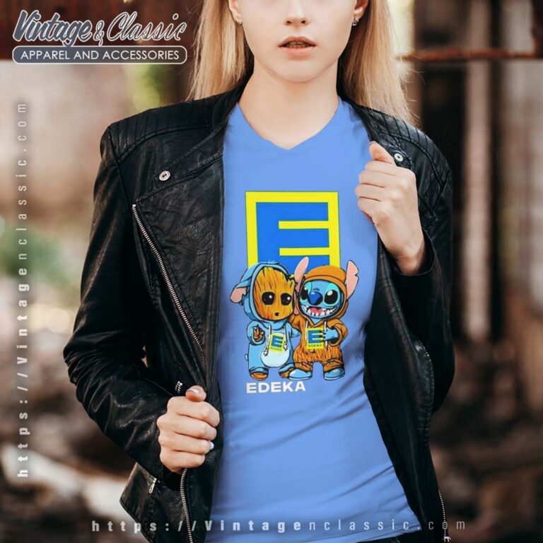 Baby Groot and Stitch Edeka Vneck Baby Groot and Stitch Edeka Vneck