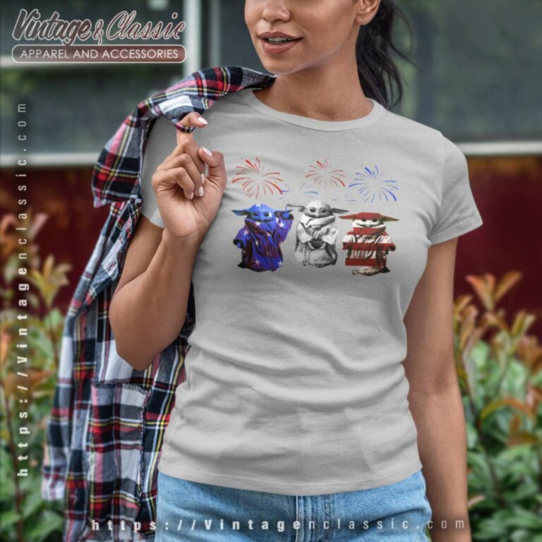 Baby Yoda American Flag Women TShirt Baby Yoda American Flag Women TShirt