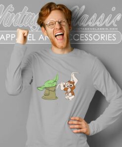 Baby Yoda And Gizmo Friendship Long Sleeve Tee