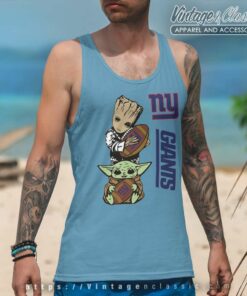 Baby Yoda And Groot Hug New York Giants Tank Top Racerback