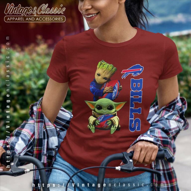 Baby Yoda And Groot Hug Rugby Buffalo Bills Women TShirt Baby Yoda And Groot Hug Rugby Buffalo Bills Women TShirt