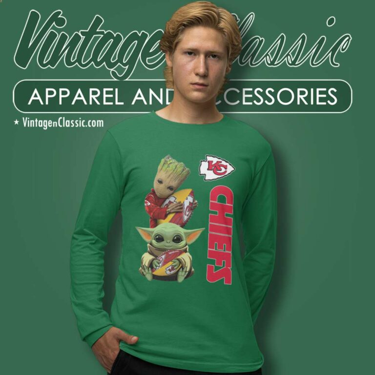 Baby Yoda And Groot Kansas City Chiefs Long Sleeve Tee Baby Yoda And Groot Kansas City Chiefs Long Sleeve Tee