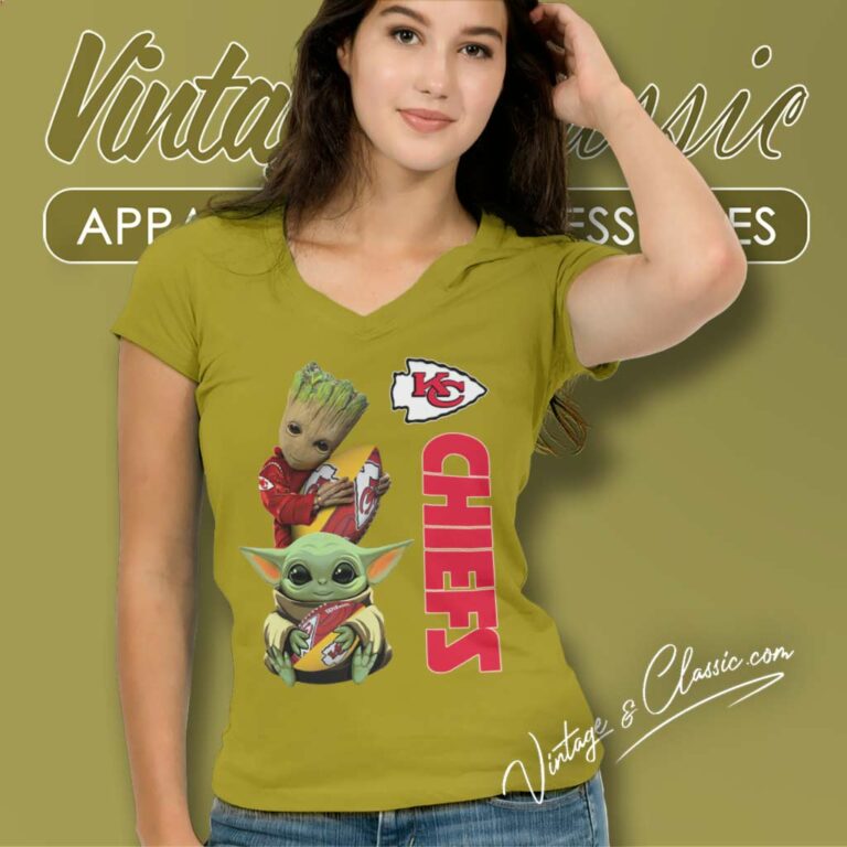 Baby Yoda And Groot Kansas City Chiefs V Neck TShirt Baby Yoda And Groot Kansas City Chiefs V Neck TShirt