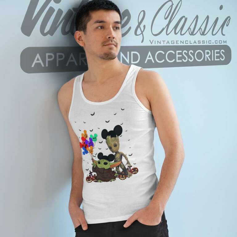 Baby Yoda And Groot Mickey Halloween Tank Top Racerback Baby Yoda And Groot Mickey Halloween Tank Top Racerback