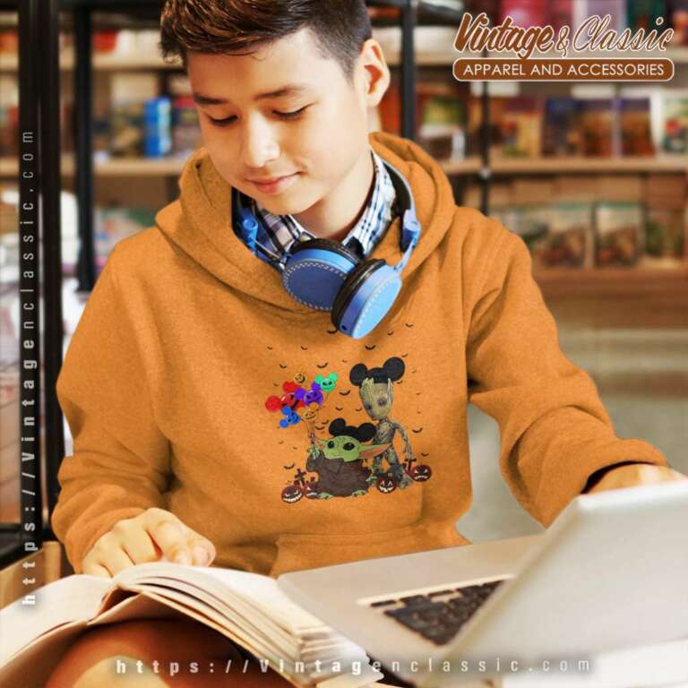Baby Yoda And Groot Mickey Halloween kids Hoodie Baby Yoda And Groot Mickey Halloween kids Hoodie