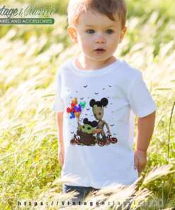 Baby Yoda And Groot Mickey Halloween kids Tshirt