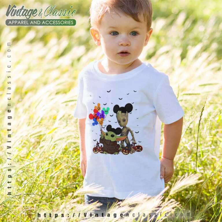 Baby Yoda And Groot Mickey Halloween kids Tshirt Baby Yoda And Groot Mickey Halloween kids Tshirt