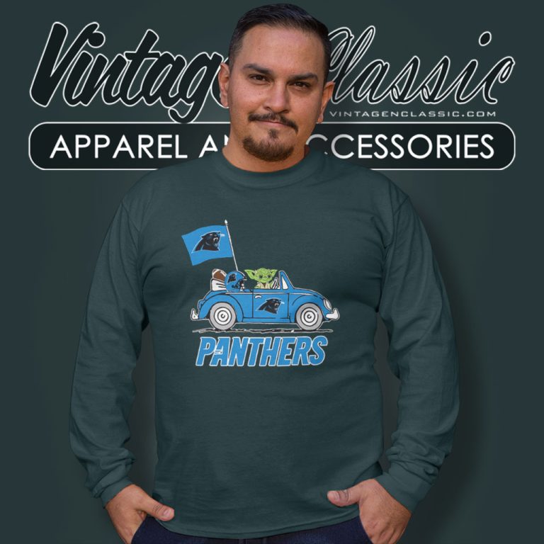 Baby Yoda Driving Car Carolina Panthers Long Sleeve Tee Baby Yoda Driving Car Carolina Panthers Long Sleeve Tee