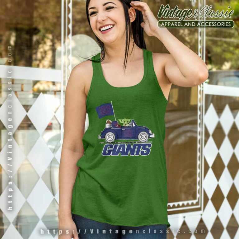 Baby Yoda Driving Car New York Giants Tank Top Racerback Baby Yoda Driving Car New York Giants Tank Top Racerback