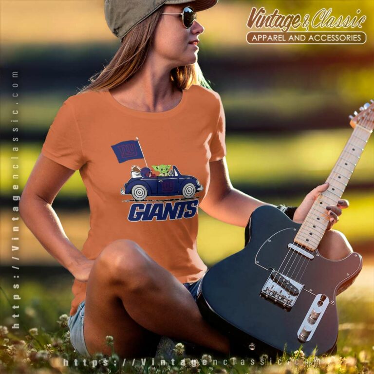 Baby Yoda Driving Car New York Giants Women TShirt Baby Yoda Driving Car New York Giants Women TShirt