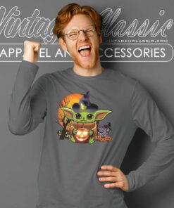 Baby Yoda Halloween Pumpkin Long Sleeve Tee