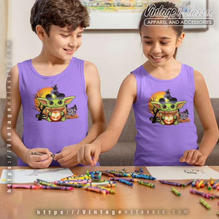 Baby Yoda Halloween Pumpkin kids Tanktop Baby Yoda Halloween Pumpkin kids Tanktop