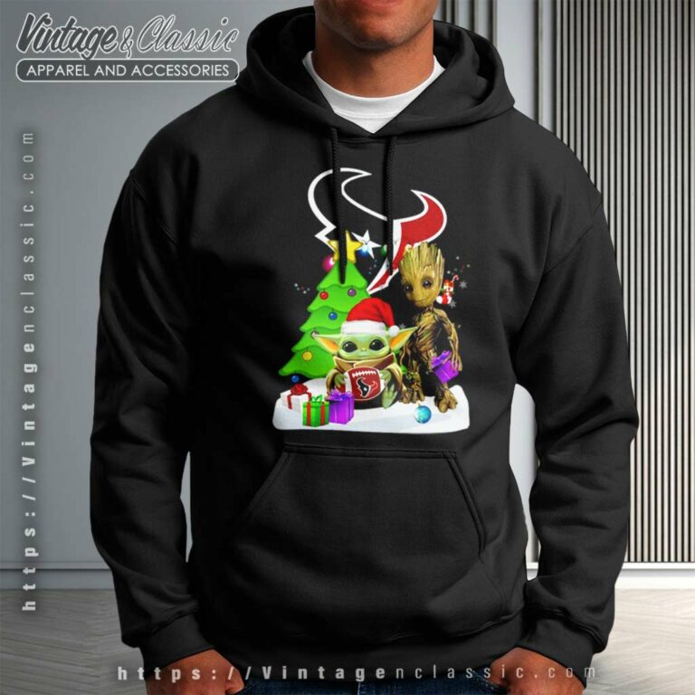 Baby Yoda Hug And Santa Bigfoot Houston Texans Snow Christmas Tree Hoodie Baby Yoda Hug And Santa Bigfoot Houston Texans Snow Christmas Tree Hoodie