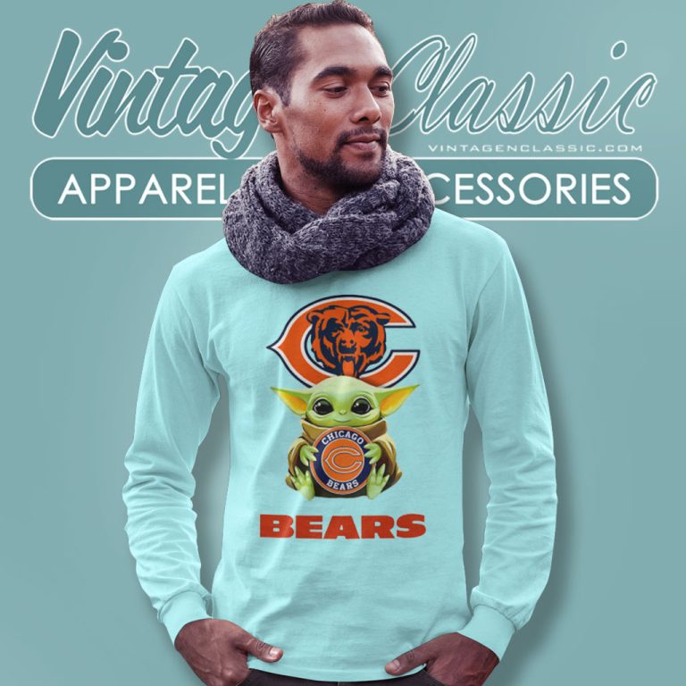 Baby Yoda Hug Chicago Bears Logo Long Sleeve Tee Baby Yoda Hug Chicago Bears Logo Long Sleeve Tee
