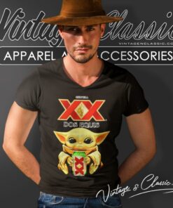 Baby Yoda Hug Dos Equis Beer Star Wars V Neck TShirt