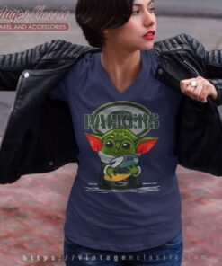 Baby Yoda Hug Green Bay Packers V Neck TShirt