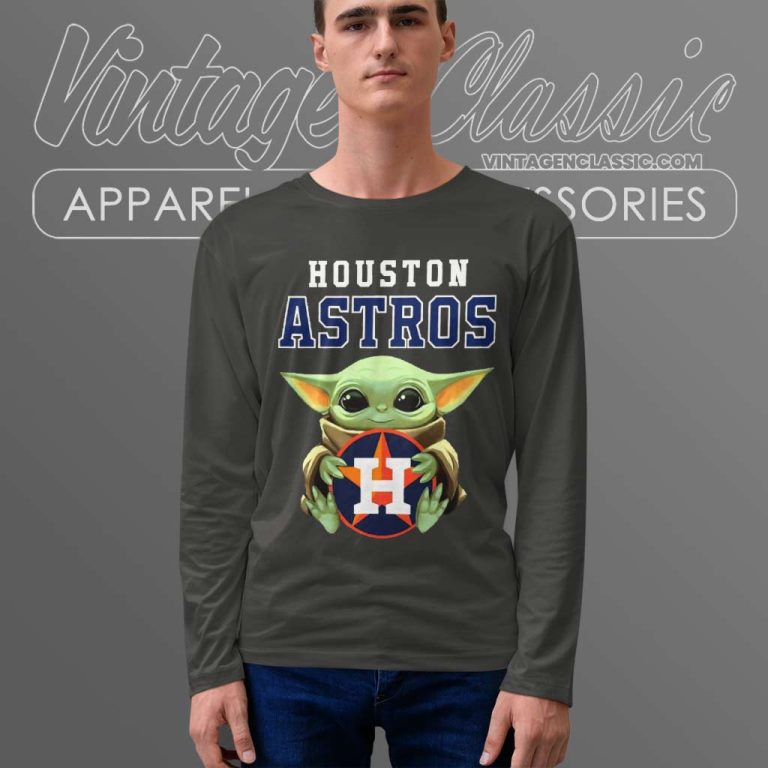 Baby Yoda Hug Houston Astros Logo Long Sleeve Tee Baby Yoda Hug Houston Astros Logo Long Sleeve Tee