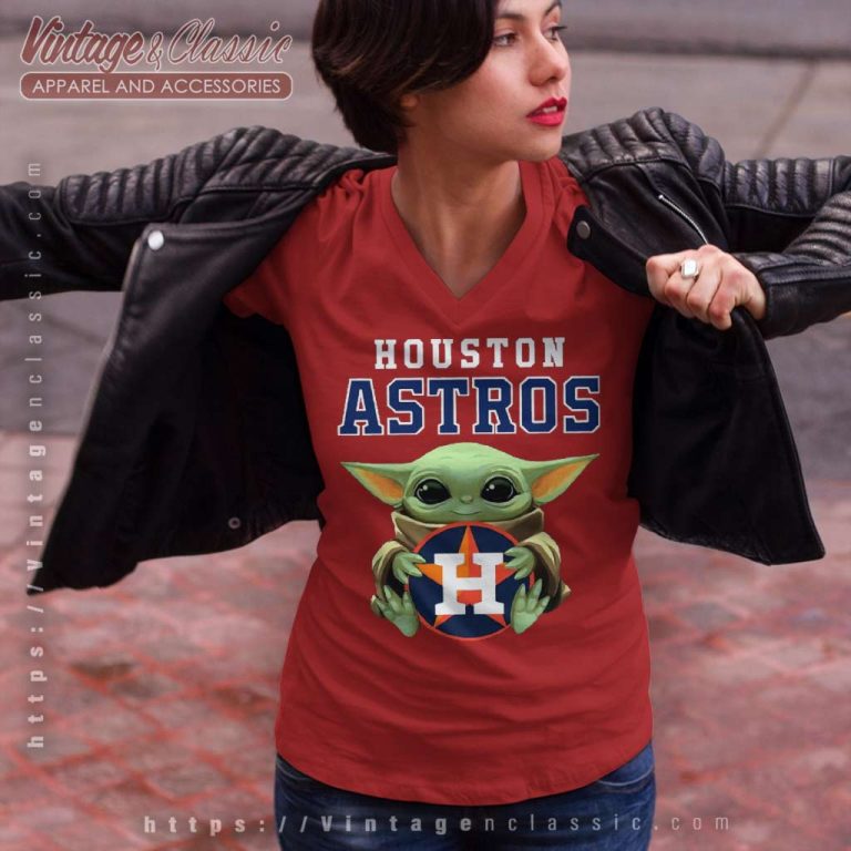 Baby Yoda Hug Houston Astros Logo V Neck TShirt Baby Yoda Hug Houston Astros Logo V Neck TShirt