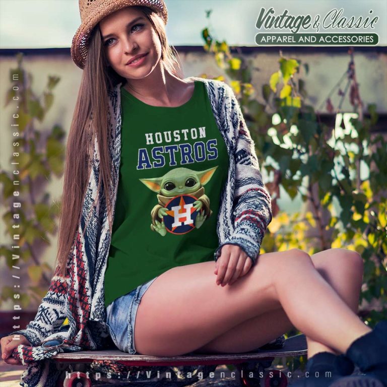 Baby Yoda Hug Houston Astros Logo Women TShirt Baby Yoda Hug Houston Astros Logo Women TShirt