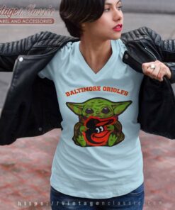 Baby Yoda Hug Logo Baltimore Orioles Sport V Neck TShirt