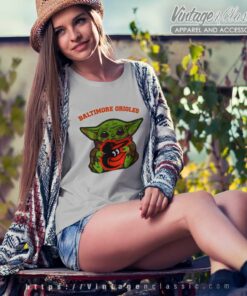 Baby Yoda Hug Logo Baltimore Orioles Sport Women TShirt