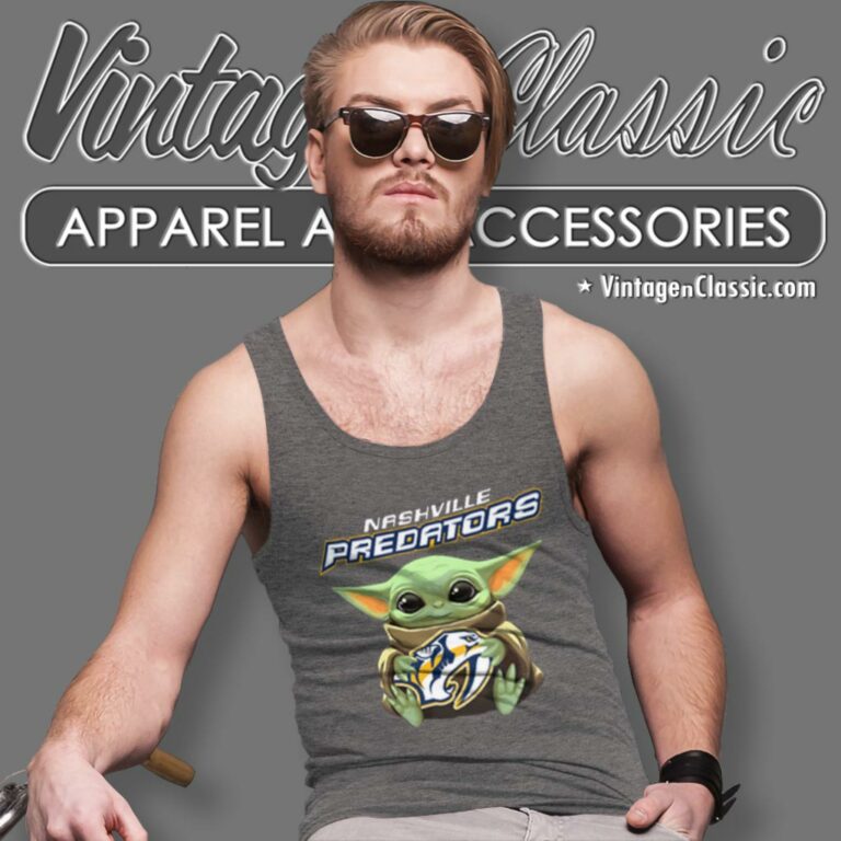 Baby Yoda Hug Nashville Predators Tank Top Racerback Baby Yoda Hug Nashville Predators Tank Top Racerback