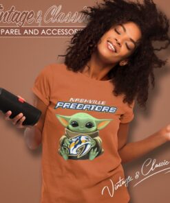 Baby Yoda Hug Nashville Predators Women T Shirt
