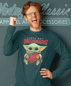 Baby Yoda Hug Tampa Bay Buccaneers Star Wars Mandalorian Long Sleeve Tee