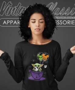 Baby Yoda Mickey Jack Skellington Halloween Long Sleeve Tee