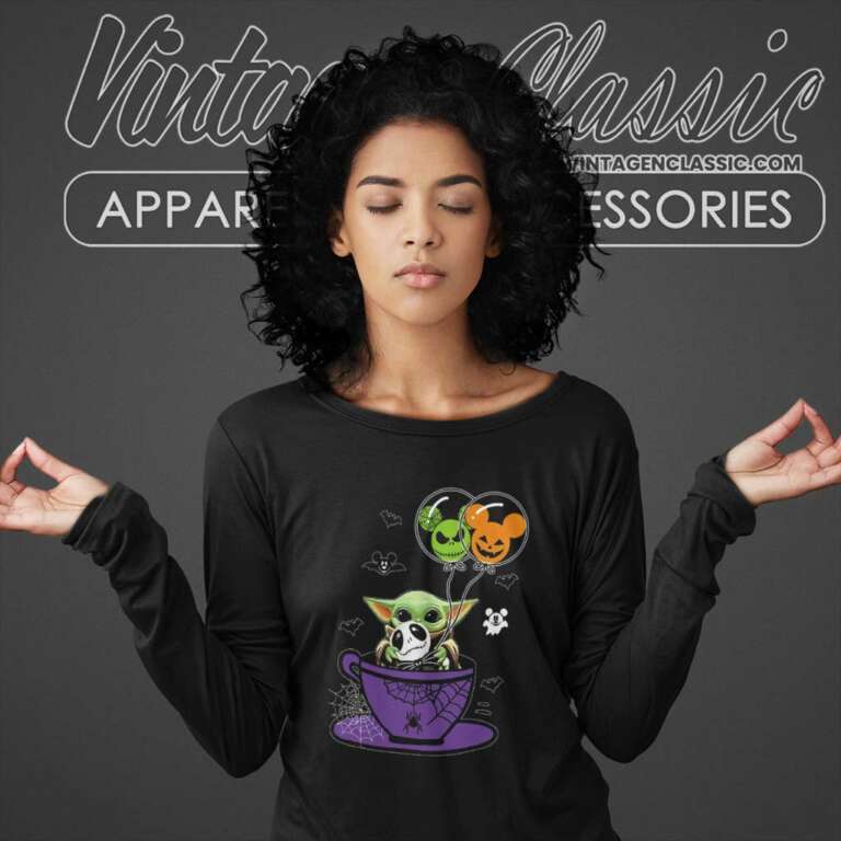 Baby Yoda Mickey Jack Skellington Halloween Long Sleeve Tee Baby Yoda Mickey Jack Skellington Halloween Long Sleeve Tee