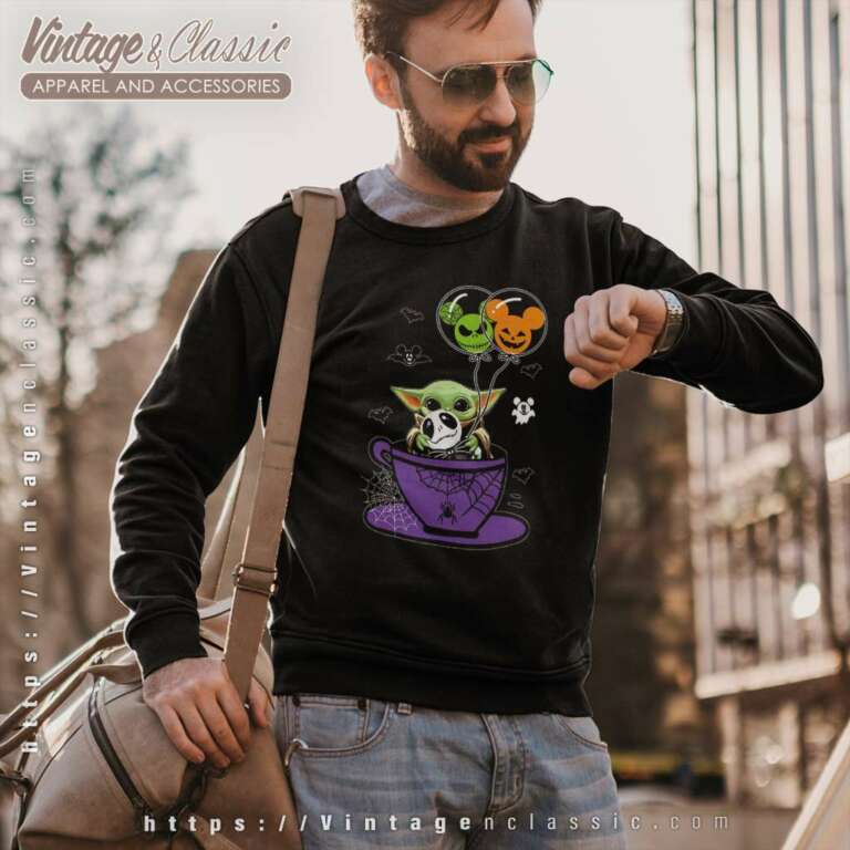 Baby Yoda Mickey Jack Skellington Halloween Sweatshirt Baby Yoda Mickey Jack Skellington Halloween Sweatshirt