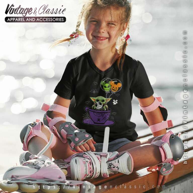 Baby Yoda Mickey Jack Skellington Halloween kids Vneck Baby Yoda Mickey Jack Skellington Halloween kids Vneck