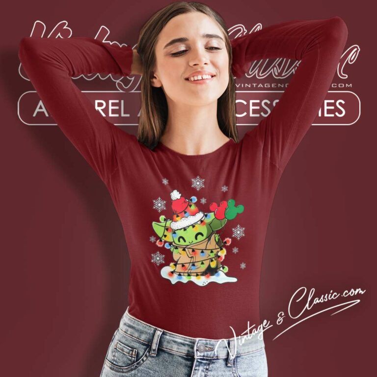 Baby Yoda Star Wars Christmas Lights Long Sleeve Tee Baby Yoda Star Wars Christmas Lights Long Sleeve Tee