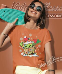 Baby Yoda Star Wars Christmas Lights Women TShirt