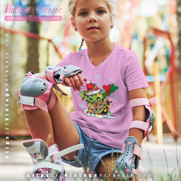 Baby Yoda Star Wars Christmas Lights kids Vneck Baby Yoda Star Wars Christmas Lights kids Vneck