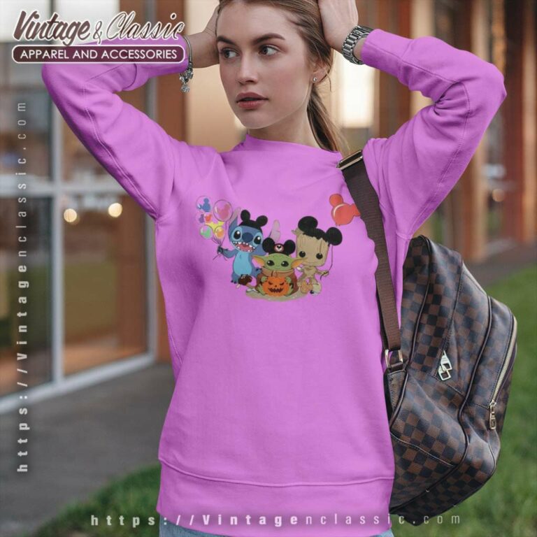 Baby Yoda Stitch Groot Halloween Disney Sweatshirt Baby Yoda Stitch Groot Halloween Disney Sweatshirt