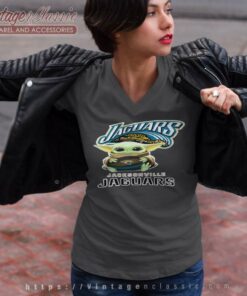 Baby Yoda With Jacksonville Jaguars Nfl V Neck TShirt