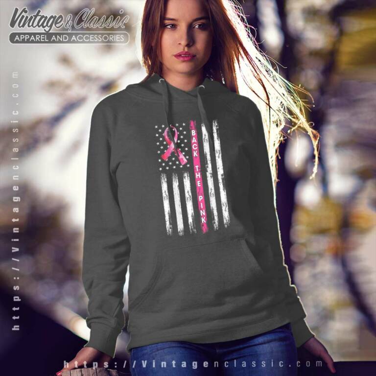 Back The Pink Ribbon American Flag Breast Cancer Awareness Hoodie Back The Pink Ribbon American Flag Breast Cancer Awareness Hoodie